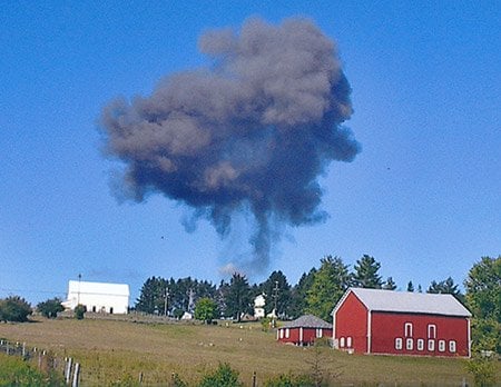 Smoke rising from crash